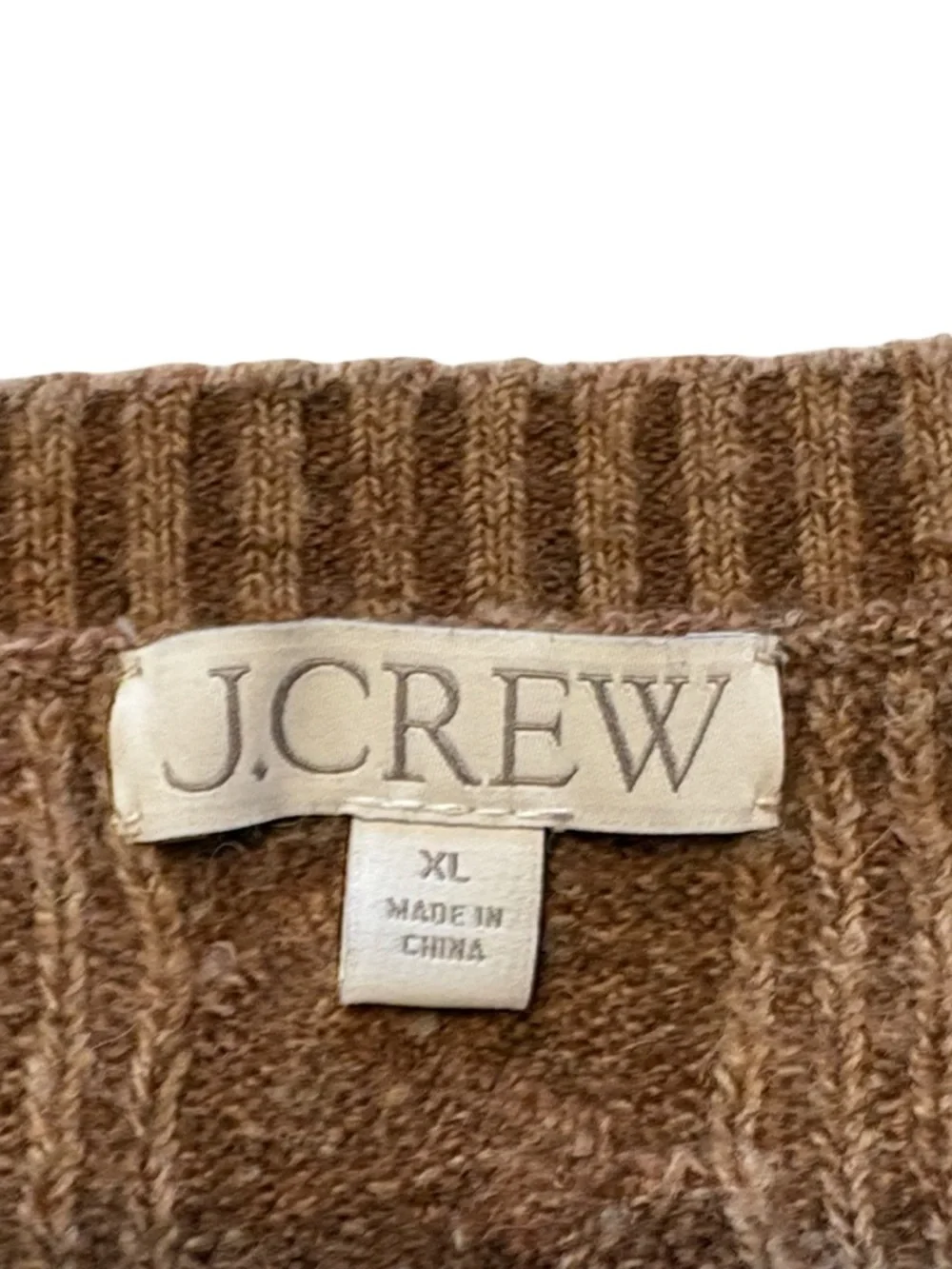 J. Crew Cable Knit Sweater with Buttons in Supersoft Yarn XL Camel Wool Blend